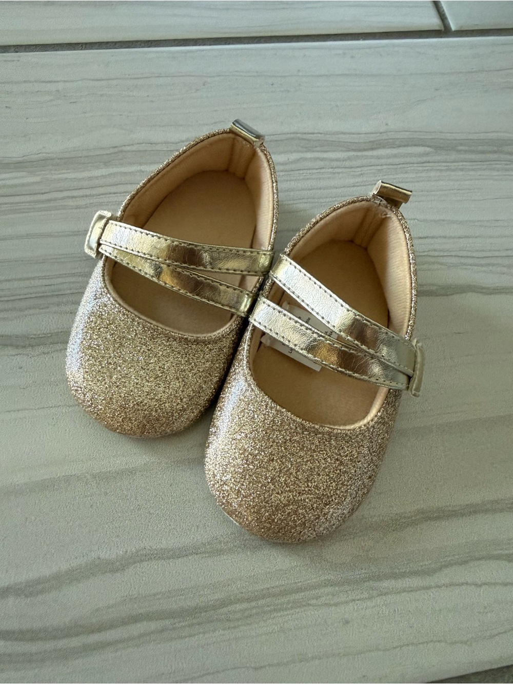 Gold Glitter Mary Jane Baby Shoes